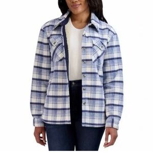 NWT- Blue Plaid Plush Lined Shacket/Jacket